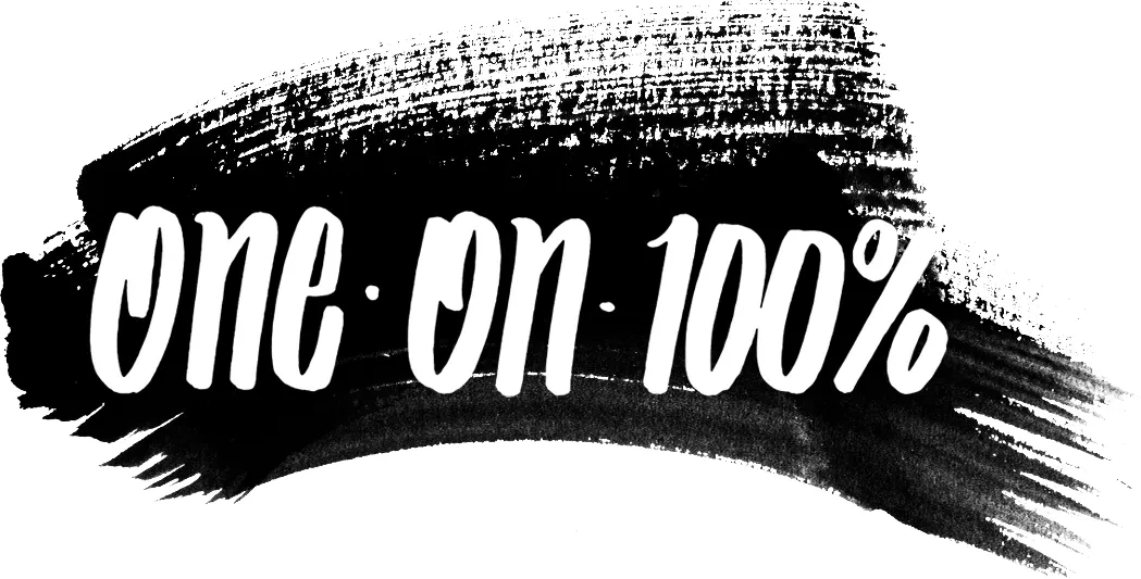 One · on · 100% — brushstroke lettering